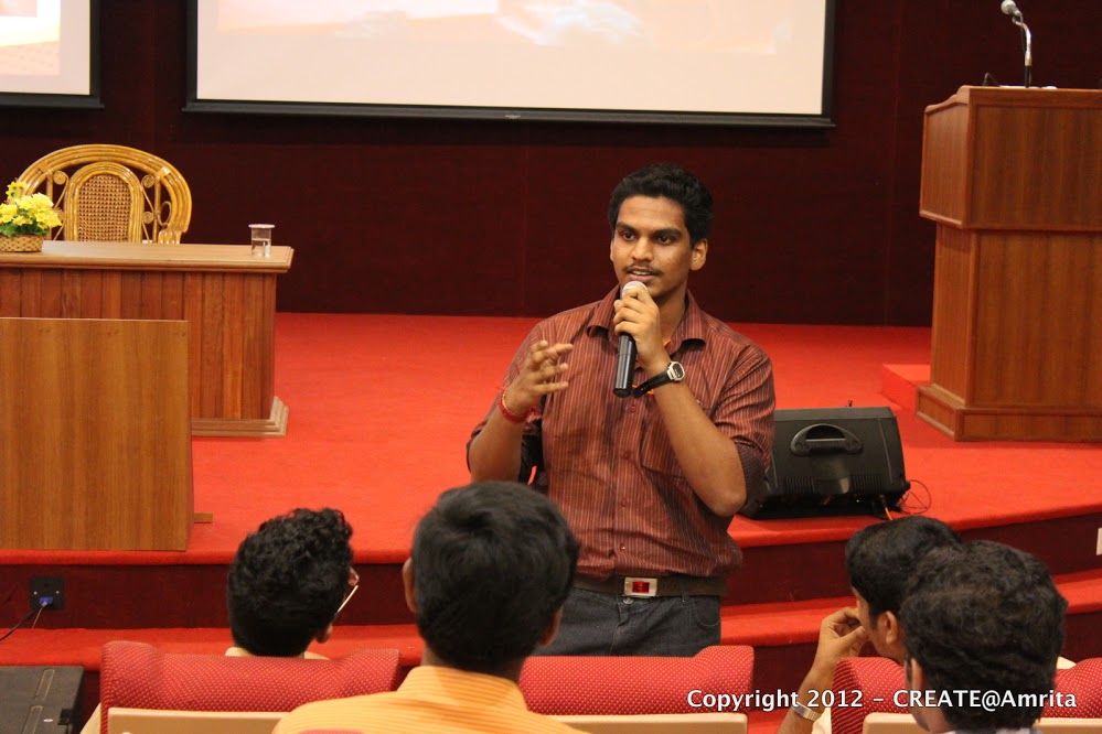 57-Aravind, a student at the camp, giving his feedback