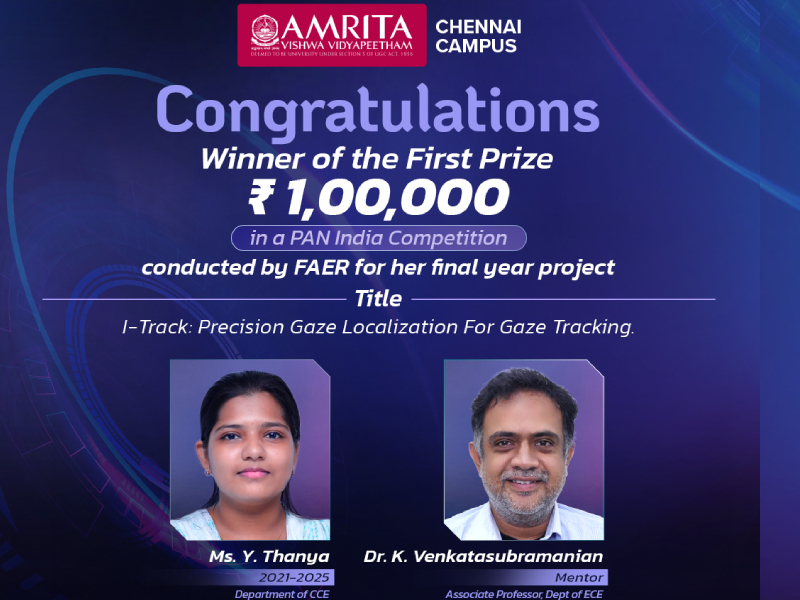 Amrita Vishwa Vidyapeetham, Chennai Campus Celebrates Remarkable Student Achievement in FAER PAN India Competition