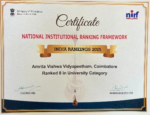 NIRF Ranking Certificate 2025