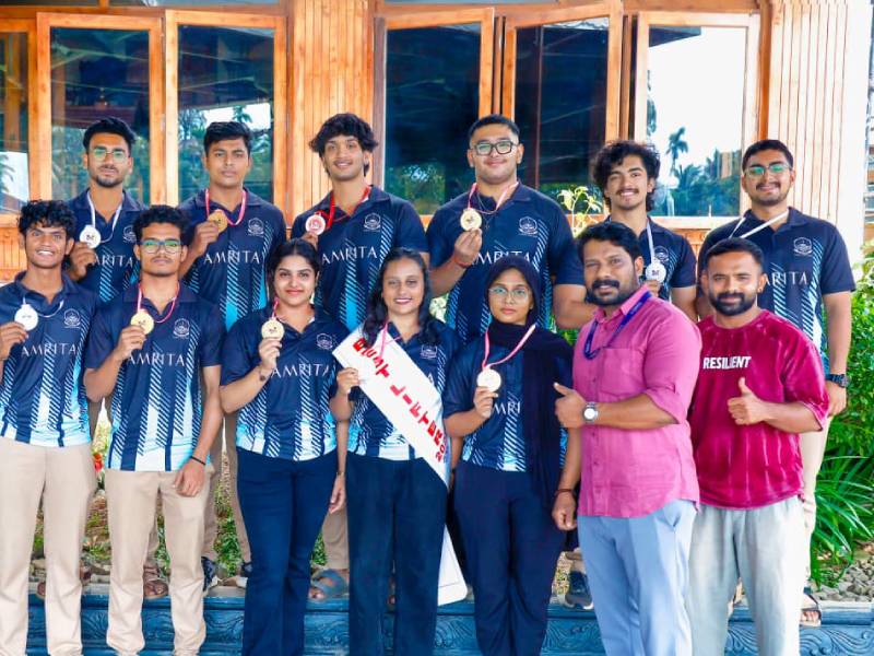 Amritapuri Campus Shines at Kollam District Powerlifting Bench Press Championship 2025