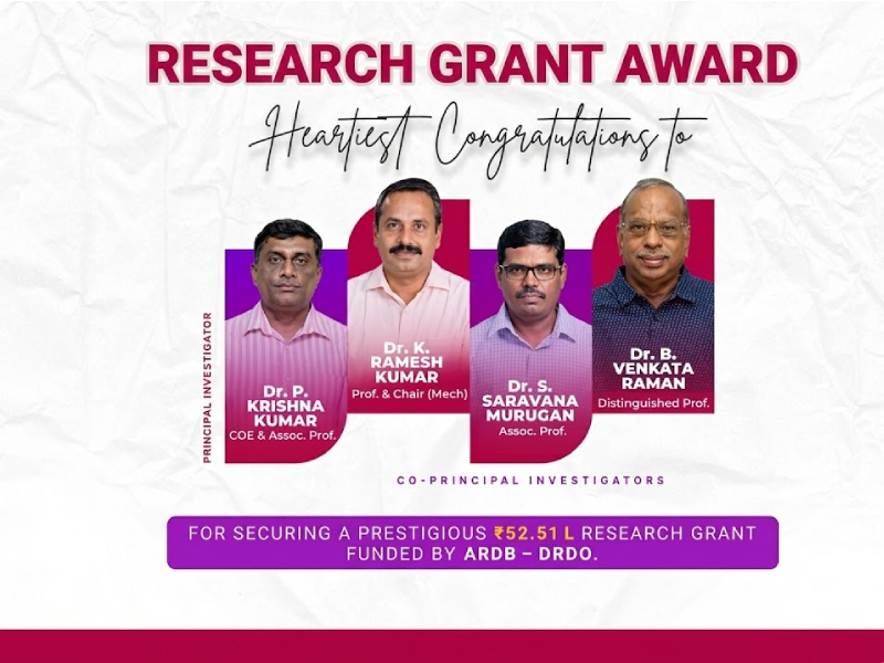 Amrita Bags Research Grant from DRDO-ARDB for Aerospace Machining Digital Twin Project