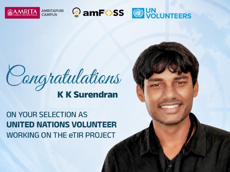 Campus to the United Nations: amFOSS Student Surendran Selected for UNECE Open Source Assignment