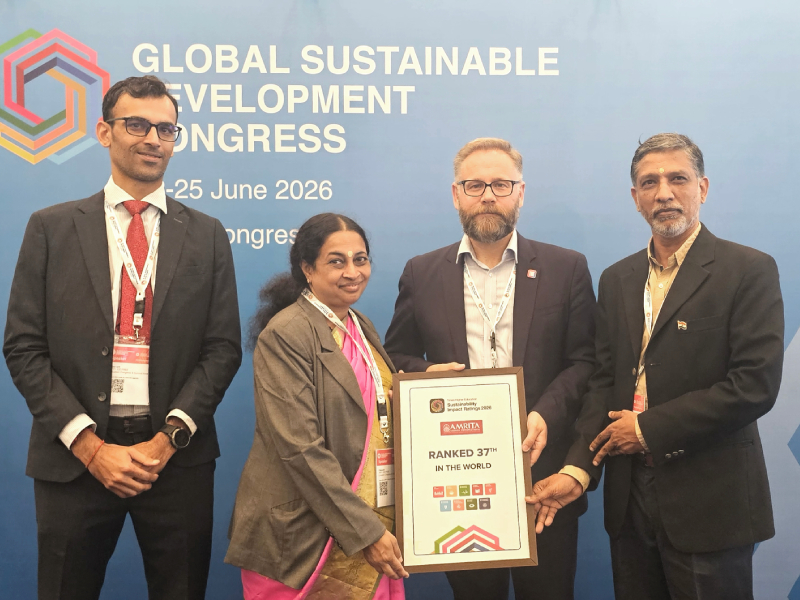 Amrita University Ranked 37th in the World in THE Sustainability Impact Ratings 2026