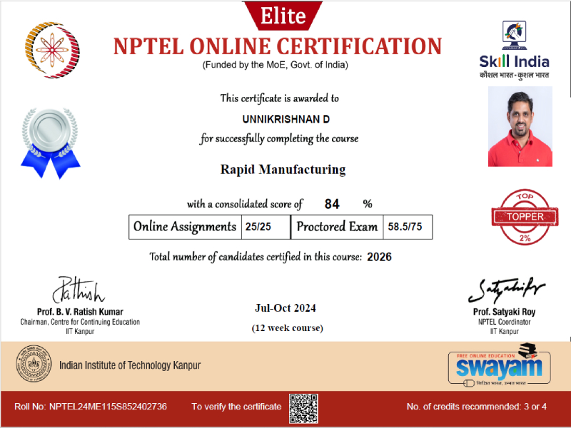 nptel-online-certification-unnikrishnana-image