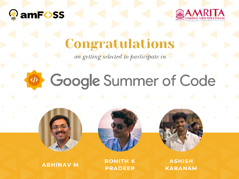 amFOSS Shines Again: 4 Amrita Students Chosen for GSoC 2026